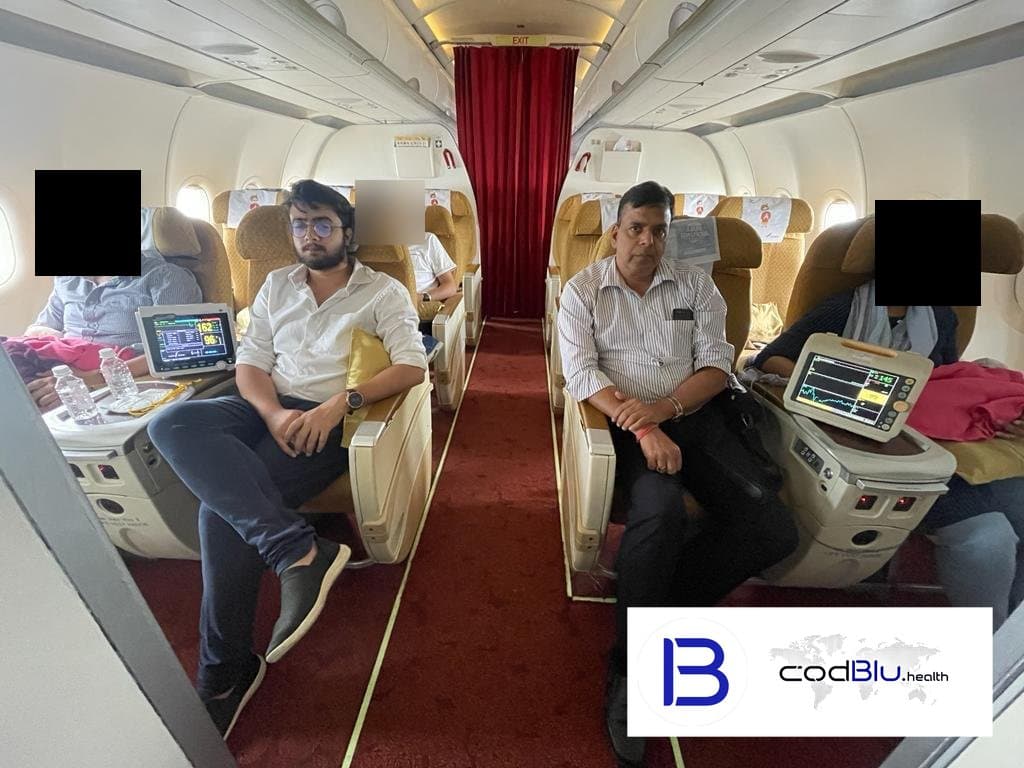 Medical escort team monitoring patients on a commercial airline flight