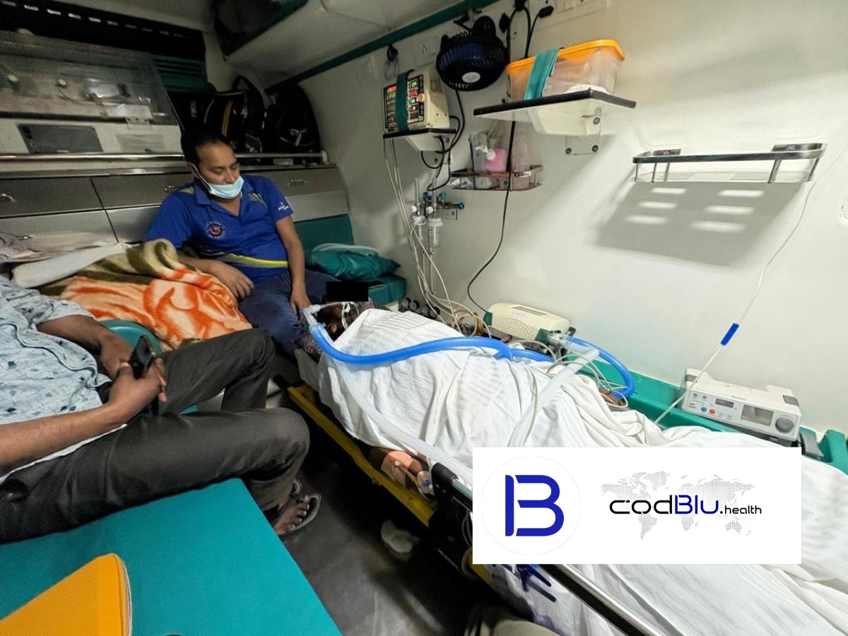 Paramedic Team in Road Ambulance